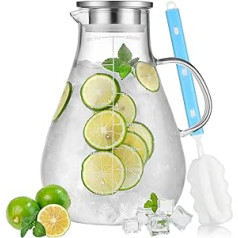 BELIBUY 3L Glass Jug with Lid - Water Jug with Precise Scale Line