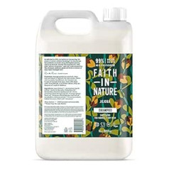 Faith in Nature Natürliches Jojoba Shampoo, Glättend, Vegan & Ohne Tierversuche, Frei von Parabenen und SLS, für Normales bis Trockenes Haar, 5 L Nachfüllpackung