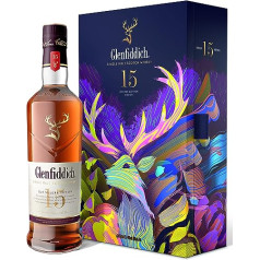 Glenfiddich 15 Jahre Single Malt Scotch Whisky Santtu Geschenkset mit Flachmann, 70cl