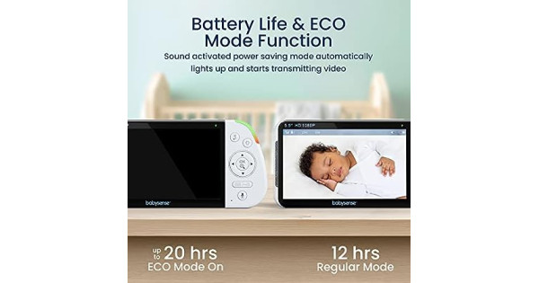 Babysense 5.5” 1080p Full HD Split-Screen Baby Monitor, Video Baby Monitor  with Camera and Audio, Two PTZ Cameras, RGB Night Light, 300m Range,  Two-Way Audio, 4x Zoom, 5000mAh Battery : : Baby