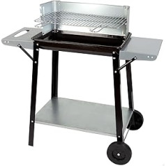 Aktive 52973 Charcoal Grill 90 x 32 x 85 cm with Temperature Control and Two Removable Handles, 4 Height-Adjustable, 2 Wheels and Carry Handle, Easy and Quick to Assemble