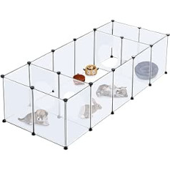 BRIAN & DANY 18 Panels Outdoor Enclosure for Rabbits Guinea Pigs Puppy Run 148 x 75 x 48 cm