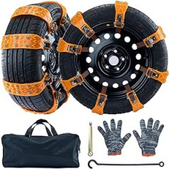 8 Pieces Car Snow Chains Double Row Anti Slip Adjustable Universal Emergency Traction Aid for Vehicle Car Truck SUV Fit (Tire Width 165mm-285mm)