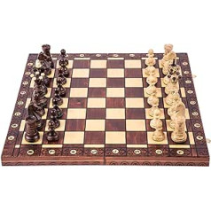 Ambasador Lux Square Chess Set 52 x 52 cm Wooden Chess Pieces and Chess Board