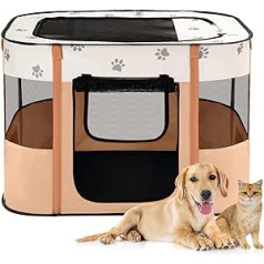 Avont Pet Playpen, Portable Puppy Run for Dogs & Cats, Foldable, Lightweight & Lockable Delivery Room for Indoor Outdoor Pet Play Pen Tent - M - Orange
