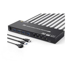 USB 3.0 KVM slēdzis HDMI 4 ports 4K @ 60 Hz 2K @ 120 Hz simulācijas EDID, MLEEDA HDMI USB slēdzis 4 datora koplietošanai, 1 monitors un 4 USB 3.0 porti, ar darbvirsmas kontrolieri un KVM kabeļiem