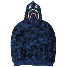 PADOLA Мужская куртка с капюшоном Bape, толстовка с капюшоном в виде акулы, камуфляжный джемпер с головой акулы, спортивная куртка на молнии, спо