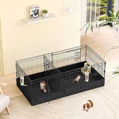 BUCATSTATE Guinea Pig Cage with Canvas Bottom Liner 0.72 sq㎡, Expandable Habitats for Small Animals, Pet Playpen, Home, DIY, Indoor Rabbit, Hedgehog Fence, 7 Panels with Divider, 120 x 60 x 45 cm