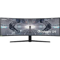 Изогнутый игровой монитор Samsung Odyssey G9 C49G94TSSP 49-дюймовая панель VA QLED Разрешение DQHD AMD FreeSync Premium Pro Совместимость с G-Sync Время отклика 1 мс Кривизн