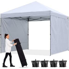 ABCCANOPY 2,4x2,4 M Pavillon Outdoor Easy Pop-up-Überdachungszelt mit 2 Seitenwände,Weiß