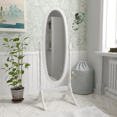 Vida Designs Nishano brīvi stāvošas pilna garuma brīvi stāvošas regulējamas stāvošas spogulis guļamistabas mēbeles balta koka