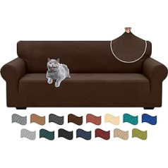 Ystyle Stretch dīvāna pārvalks 3 vietīgs, dīvāna pārvalks neslīdošs ar roku balstu, elastīgs dīvāna pārvalks žakarda krāsā, universāls dīvāna pārvalks Modern, dīvāna aizsargs suns kaķis viesistabai, kafija