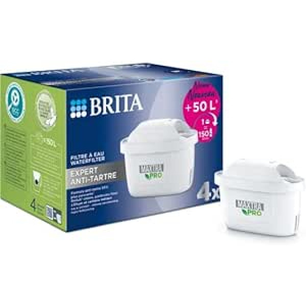 BRITA Maxtra Pro Expert pretkaļķakmens filtra kasetnes - par 50% jaudīgāka pretkaļķakmens formula - samazina arī hlora daudzumu, smalkās daļiņas ≥ 30 µm un noteiktu metālu daudzumu