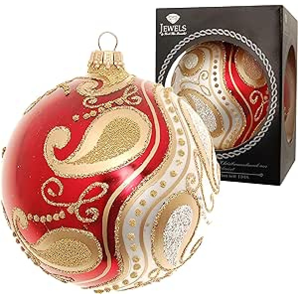 Krebs Glas Lauscha - Christmas decoration/Christmas tree decoration made of glass - Christmas baubles - colour: red/silver - decorated with rhinestones - size: 10 cm