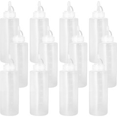 AKOLAFE Plastic Squeeze Bottles Clear 360ml with Caps and Graduations for Sauce Ketchup Bottles Squeeze Hot Sauce Squeeze Sauce Oil Sauce Painting 12