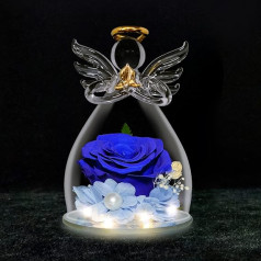 TECHSHARE Birthday Gift for Women, Eternal Rose in Glass with LED Lights, Unique Gifts for Mother, Girlfriend or Wife on Valentine's Day, Mother's Day, Birthday, Christmas (Blue)