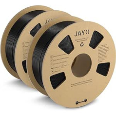 JAYO PLA+ kvēldiegs 1,75 mm, izturīgs PLA plus 3D printera kvēldiegs, izmēru precizitāte +/- 0,02 mm, gluds pavediens, 1,1 kg spole (2,42 mārciņas), 2 pack PLA+ melns