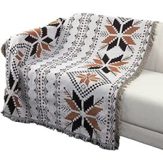 Queenshin Boho oranžas kļavas lapu pušķi, trikotāžas pūkains segas paklājiņš, gobelēns, 290 GSM, mīksta bohēmijas sedziņa gultai dīvāns, viesistaba, 130 x 180 cm