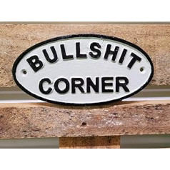Assorted Collections Bullshit Corner Sign Cast Iron Rustic Advertising Garage Sign Man Cave Plague White Color