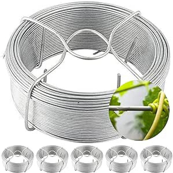 Amagabeli 50 m x 1.8 mm x 6 Pieces Binding Wire Wire Silver Wire Spool Galvanised Garden Wire Garden Tension Wire Flower Wire Plant Wire Craft Wire Fence Wire WR7 DA087