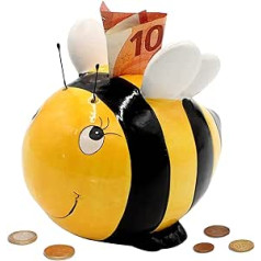 Dekohelden24 Ceramic Money Box as Bee – Money Bank – Bee Money Box – Saving Box, Size L/W/H: Approx. 15 x 10 x 13 cm, OOB-144343, Yellow/Black, One Size