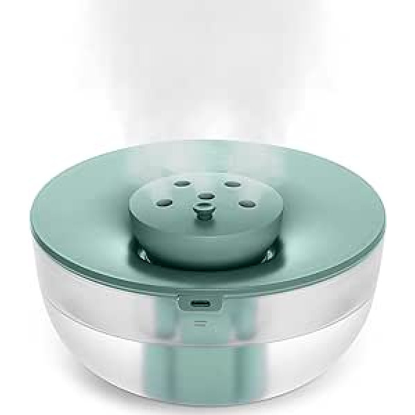 Mini gaisa mitrinātājs - 20dB Super Quiet Cool Mist mitrinātājs zīdaiņiem | 1,2 litru USB mitrinātājs ar ēterisko eļļu difuzoru | Bezūdens automātiskā izslēgšanās mazuļu biroja augiem (zaļa)