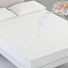 Coriwell Waterproof Mattress Protector – 160 x 200 cm Waterproof Mattress Cover Mattress Topper Breathable Mattress Cover Mattress Protector Made of Bamboo Mattress Protective Cover – Mattress