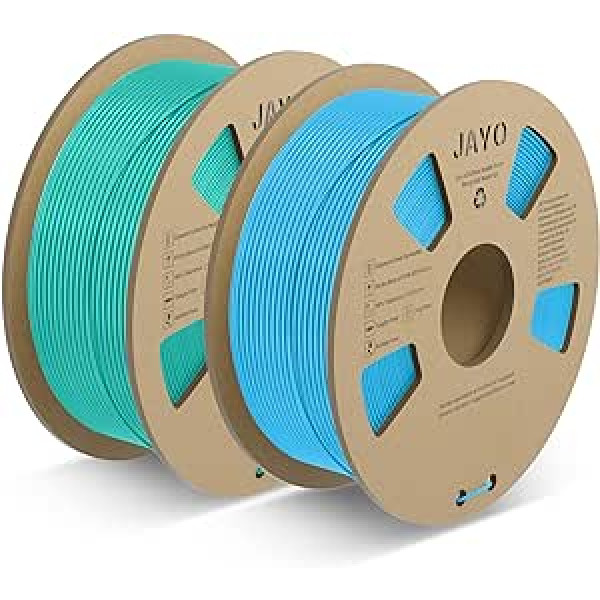 JAYO PLA Meta pavediens 1,75 mm, 3D printera pavediens PLA Meta, 2,2 kg spoles, laba izturība, vienmērīgāka ekstrūzija, piemērota ātrai drukāšanai, izmēru precizitāte +/- 0,02, Meta PLA zaļa + zila