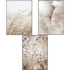 SWECOMZE Premium plakātu komplekts, Stilīgi sienas attēli, Boho Beige Natural Beach Pampas Grass Art plakāti bez rāmja, Drukāt attēlus Sienas plakāts Mājas apdare (C stils, 40 x 60 cm)