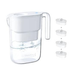 Waterdrop Elfin NSF sertificēta 2,5 l ledusskapja ūdens filtra krūze ar 4 x 90 dienu filtra kasetni, samazina fluora, hlora un citu saturu, nesatur BPA, balts (maiņas filtrs: WD-PF-01A Plus)