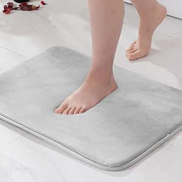 MIULEE Memory Foam vannas paklājiņš, vannas istabas paklājs, dušas paklājiņš, dekoratīvs durvju paklājiņš, neslīdošs paklājiņš vannas istabai, viesistaba, 50 x 80 cm, gaiši pelēks