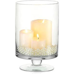 NUPTIO Glass Candle Holder for Pillar Candles - Large Glass Vases for Table Decoration, Clear Hurricane Candle Holder for Wedding Christmas Halloween Party Centrepiece Dining Room Decor, Gifts for