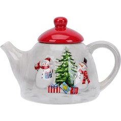 Cabilock Coffee Tea Jug Raised Gnome Design in 3D Ceramic Christmas Jug White Holiday Table Christmas Tableware Coffee Pot Tea Service