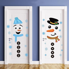 2 Sheets Christmas Door Decoration Christmas Door Sticker Fridge Decor Large Snowman Door Sticker Window Decals Fridge Decoration for Holiday Fridge Metal Door Office