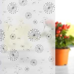 FILMGOO 3D Window Film, Window Privacy Film, Anti-UV Stained Glass Decorative Film, Static Cling, Self-Adhesive Window Sticker, Non-Stick (Dandelion, 90 x 200 cm)