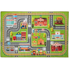 Relaxdays Play Mat Street City Motif Neslīdošs automašīnas paklājiņš zēniem un meitenēm Poliesters P x D 150 x 100 cm Krāsains 1 iepakojums