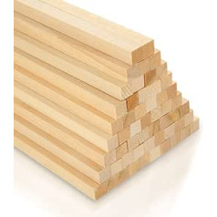 CYEER 100 Stück 25 x 1 x 1 cm natürliche quadratische Holzdübel, Stäbe, unlackierte Lindenholz-Streifen, Blöcke für Schnitzerei, Kunst, DIY-Projekte, Formenherstellung, Holzhandwerk