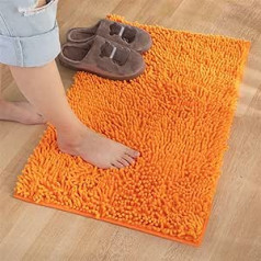 Reyox High Pile šenila vannas paklājiņš Neslīdošs paklājs mazgājams vannas paklājiņš vannas istabas ūdeni absorbējošs oranžs 70 x 140 cm