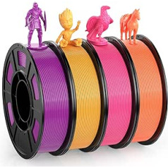 WEEFUN 4 Colour PLA Filament Pack, 1.75 mm PLA Filament 3D Printer, Four Bright Colours Pink/Purple/Orange/Gold, PLA Filaments for 3D Printers, 4 Spools, Total 1 kg (2.2 lbs)