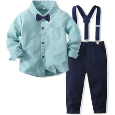 Volunboy Baby Boys’ Suit Set Clothing, Shirt with Bow Tie and Braces, Trousers, Romper Suit