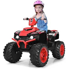 COSTWAY 12 V Electric Children's Quad with Headlight, Mini Electric Quad with Music and Horn, 4 Wheels Children's Quad 2.8-5 km/h, Children's Motorcycle, Car, Electric Car for Children from 3 Years (Red)