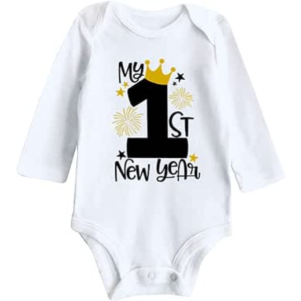 Casual Outfits Set for Little Kid My First New Year Clothes Newborn Infant Baby Boy Girl New Year Outfits Letter Print Romper Jumpsuit