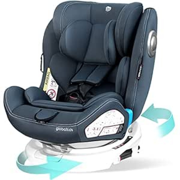 globalkids par 360° grozāms bērnu sēdeklītis ar Isofix grupas 0+/1/2/3 bērnu autosēdeklīšiem 0-36 kg, pārvietošanās virzienam piestiprināts bērnu sēdeklītis 9-36 kg un reboarder uz aizmuguri vērsts 0-18 kg, tumši zils