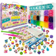 Bandai Rainbow Loom Mega Combo komplekts - Rokassprādzes Izgatavošana - Steels ar 5600 Gumijas joslām - Piekariņi un krelles - CD00101 Medium