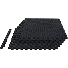 BIG RED ARPM001BK ineinandergreifende Schaumstoffmatte, Schutz, Übung, Workout, Puzzle, Bodenmatte, Fliesen für Zuhause, Fitnessstudio, Ausrüstung – 6 Teile, 6 Quadratfuß, Schwarz