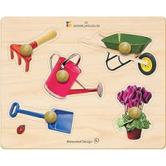 Doron Layeled E72510050, Large Photographic Wooden Peg Puzzle-Garden Tools