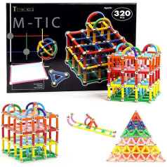 320 Pieces Building Blocks Toys Magnetic Building Set Educational Toys 3D Puzzle for Kids and Adults Magnetic Sticks and Non-Magnetic Balls