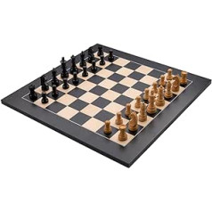 Luksusa inkrustēta koka šaha spēle ar šaha figūrām (50 cm x 50 cm, melna)