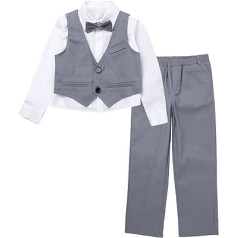 Hedmy Boys Suits Gentleman Bow Tie Shirt Suit Vest Trousers 4-Piece Chic Christening Birthday Party Tuxedo Suit for Birthday Party Pageant