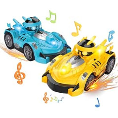 OBEST Remote Controlled Against Each Other Toy Car, Two Person Battle Impact Kart, 2 Pieces Collision Drift and Ejection Toy Car with Cool Lights and Music, Gifts for Children and Adults